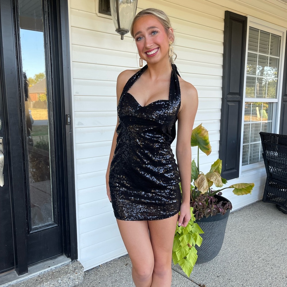 Lorie Sequin Halter Bodycon Dress